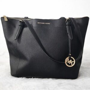 Michael Kors Black Tote with Gold Accents